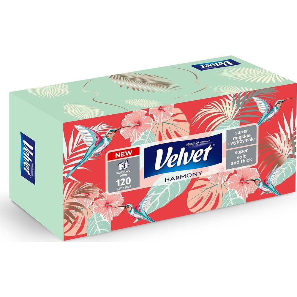 Салфетки бумажные в коробке VELVET 120 шт