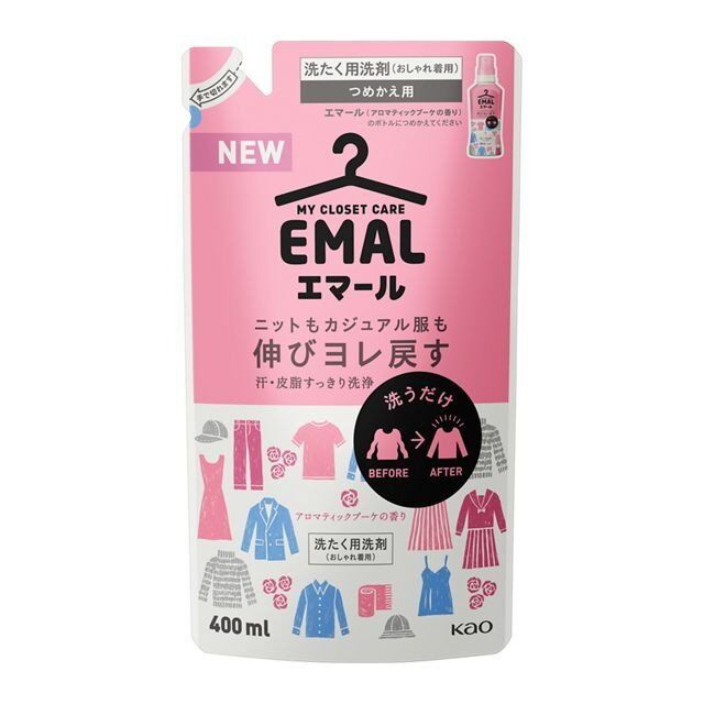 Жидкое средство KAO Emal для стирки деликатных тканей (цветочный аромат), сменная упаковка, 400 мл