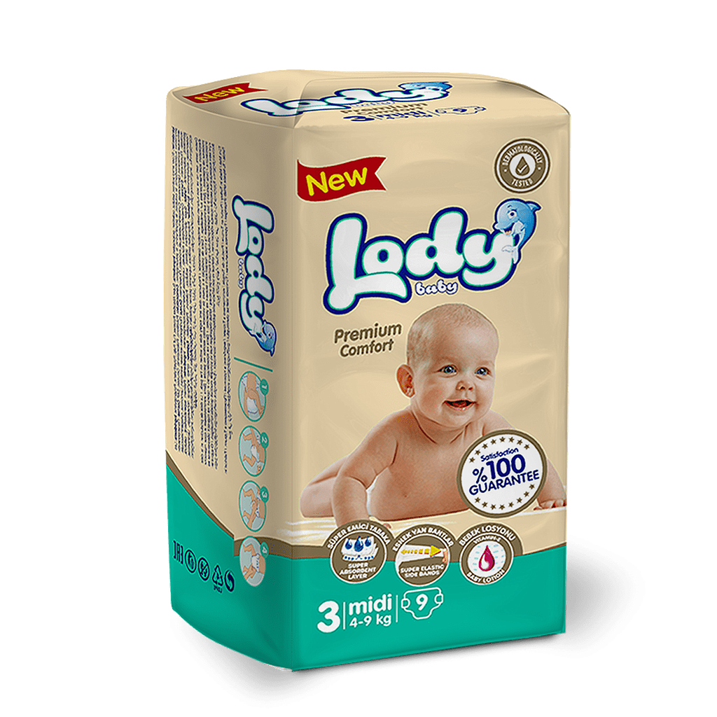 Подгузники для детей LODY BABY MIDI (4-9 кг) 9 шт
