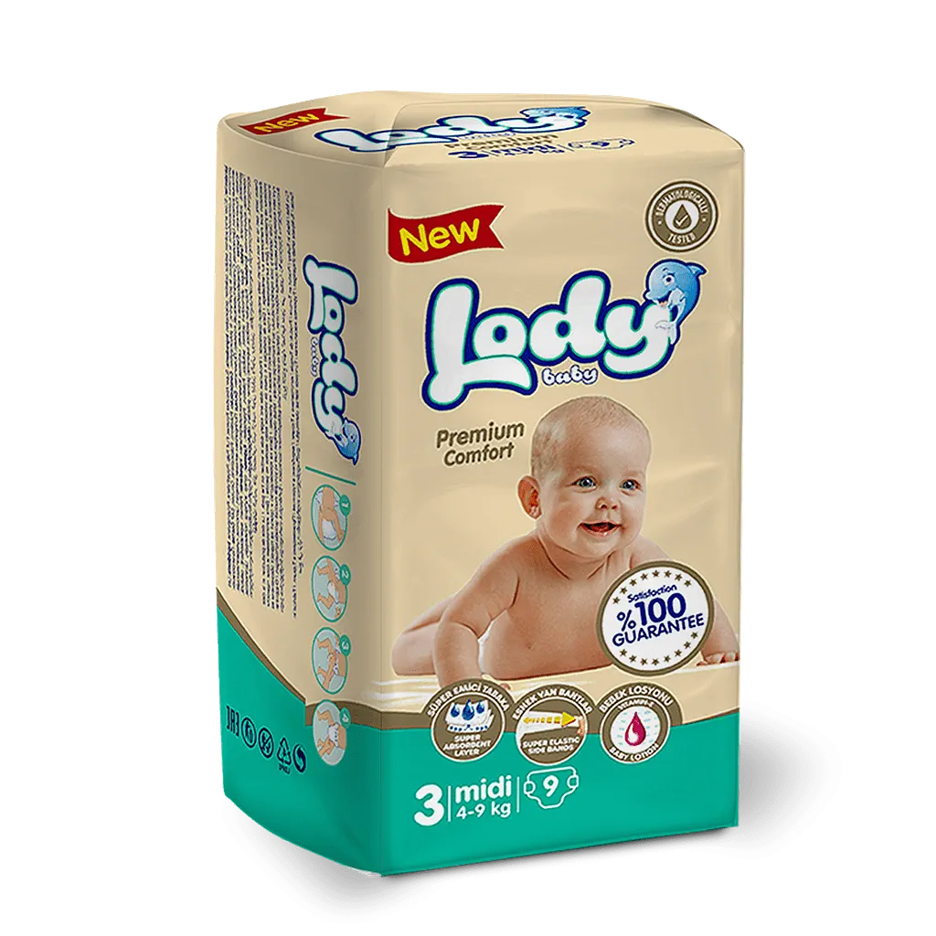 Подгузники для детей LODY BABY MIDI (4-9 кг) 9 шт