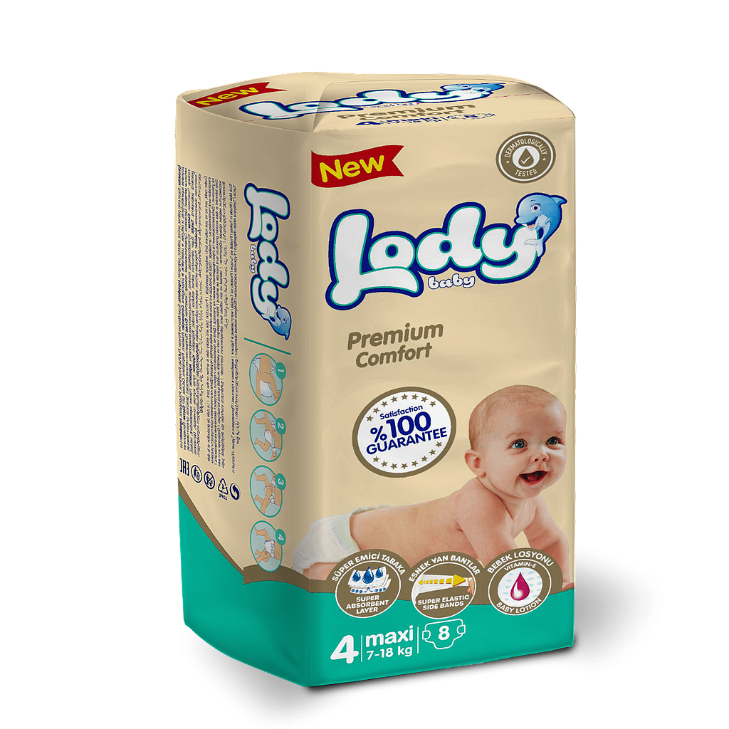 Подгузники для детей LODY BABY MAXI (7-18 кг) 8 шт