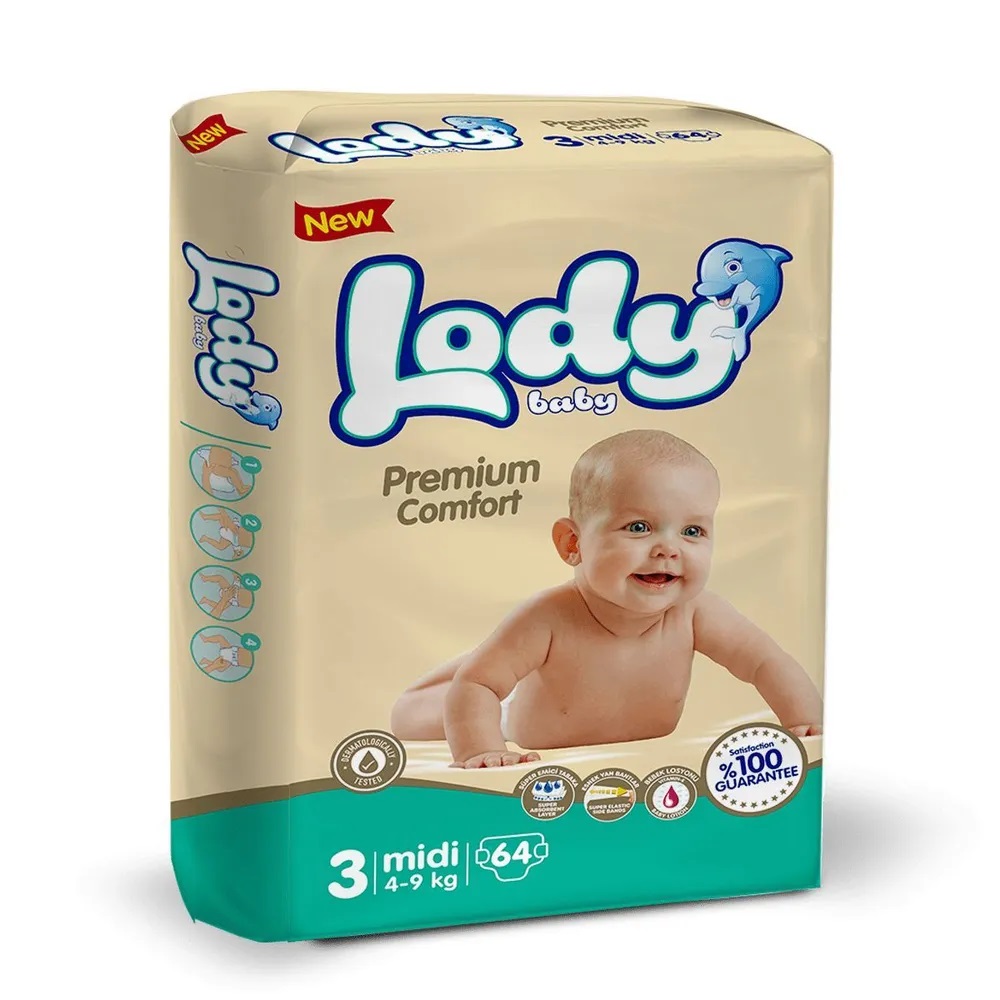 Подгузники для детей LODY BABY MIDI (4-9 кг) 64 шт