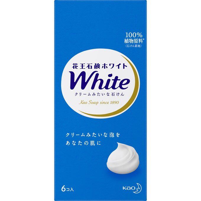 Натуральное увлажняющее туалетное мыло KAO White со скваланом (нежный аромат цветочного мыла) 130 гр х 6 шт