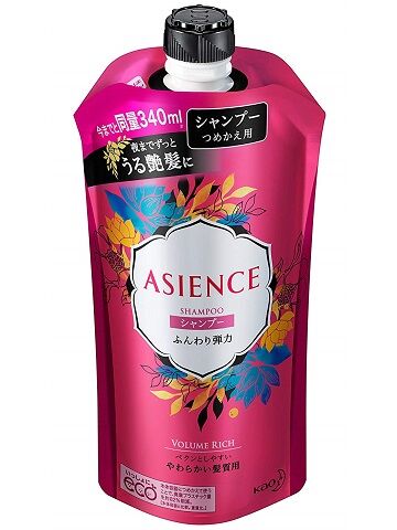 Восстанавливающий шампунь KAO Asience для мягких волос (Глубокое увлажнение и упругость) 340 мл (мягкая упаковка с крышкой)
