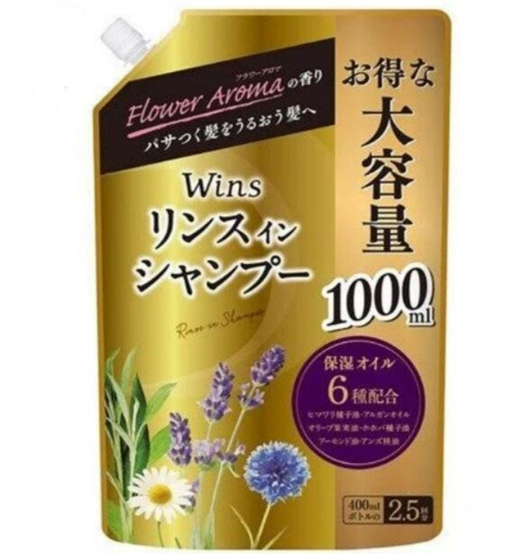 Шампунь 2 в 1 с кондиционером Nihon (цветочный аромат), запасной блок, 1 л