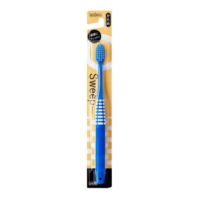 Компактная 4-рядная зубная щётка EBISU с плоским срезом щетинок и прорезиненной ручкой для максимального очищения (Жёсткая)