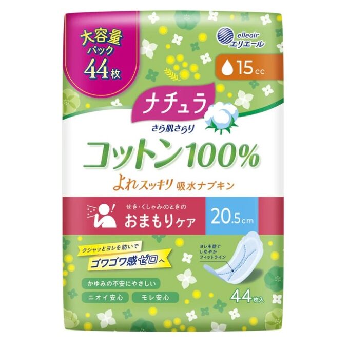 Ежедневные гигиенические прокладки DAIO Nature Normal+ для обильных выделений с поверхностью из хлопка (Нормал+) 20,5 см, 45 шт