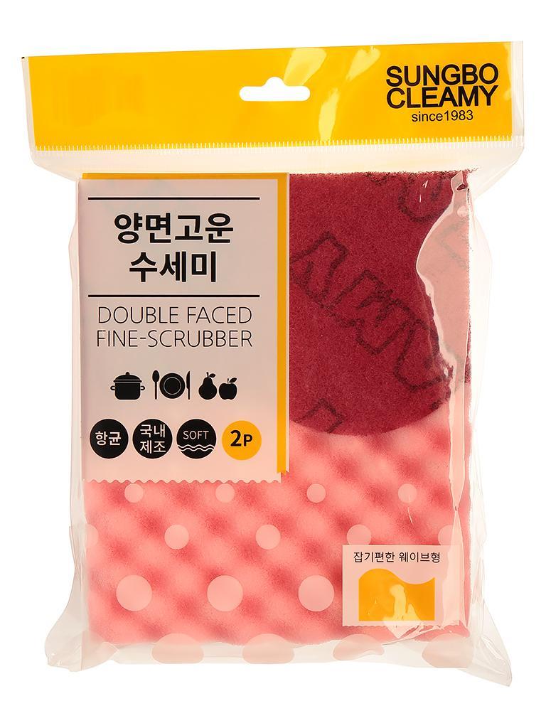 Двухслойная губка для посуды Sung Bo Cleamy, средняя жесткость, 2 шт