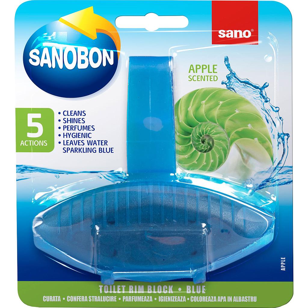 Гигиеническое средство SANOBON Blue Apple для мытья унитаза (подвесной блок), 55 гр.