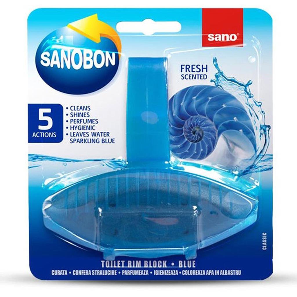 Гигиеническое средство SANOBON BLUE для мытья унитаза (подвесной блок), 55 гр.