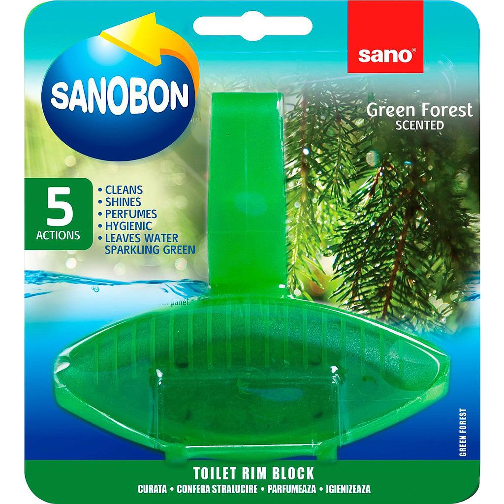 Гигиеническое средство SANOBON для мытья унитаза с ароматом Лес (подвесной блок), 55 гр.