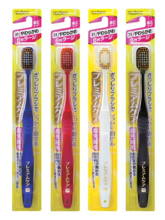 Широкая 6-ти рядная зубная щетка EBISU с увеличенной головкой овальной формы со сверхтонкими концами щетинок №31 (Мягкая) 1 шт