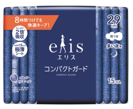 Ночные тонкие гигиенические прокладки DAIO с увеличенной клеевой поверхностью (с крылышками (Макси) 29 см) 15 шт