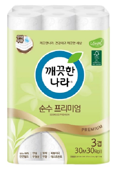 Премиальная особомягкая туалетная бумага Kleannara с повышенной впитываемостью (трехслойная, с тиснёным рисунком) 30 м х 30 рулонов