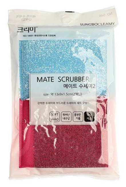 Набор губок для мытья посуды Sung Bo Cleamy, кухонной утвари и чистки овощей (13 х 9 х 1,5 см) х 2 шт