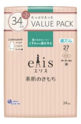 Ультратонкие особомягкие гигиенические прокладки DAIO (c крылышками (Макси) 27 см), 34 шт