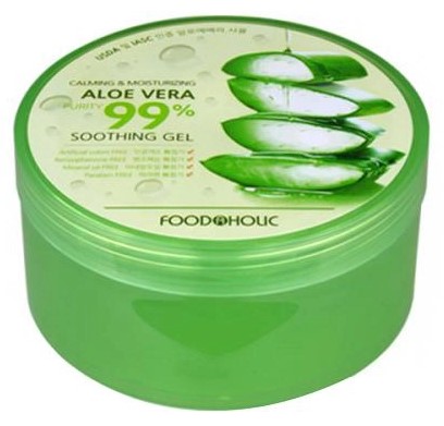 Успокаивающий и увлажняющий гель эссенция FOODAHOLIC для лица и тела с экстрактом Алоэ вера 99% чистоты (для всех типов кожи) 300 мл