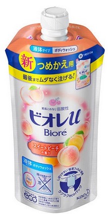 Увлажняющий гель для душа KAO BIORE для всех типов кожи (Сладкий Персик), запасной блок, 340 мл