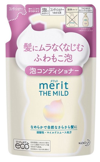 Кремовый кондиционер-пена KAO Merit для чувствительной кожи головы (слабокислотный, без силиконов) Лёгкий уход, запасной блок, 440 мл