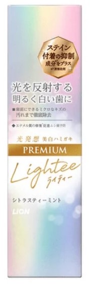 Премиальная зубная паста LION Lightee Premium для восстановления белизны и красоты зубной эмали со вкусом мяты и бергамота 100 гр