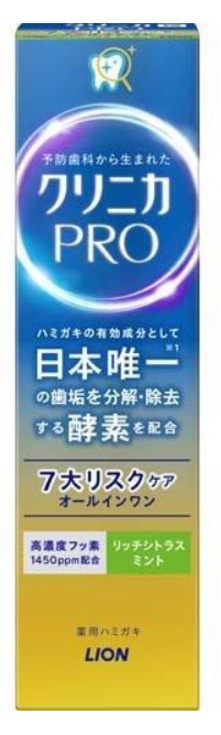 Зубная паста LION Clinica PRO All in 1 для комплексного ухода и ранней профилактики кариеса (красивый вкус мяты и цитрусов) 95 гр