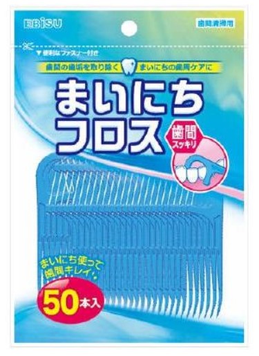 Флосспик с ТОНКОЙ зубной нитью EBISU на компактной плоской ручке 50 шт