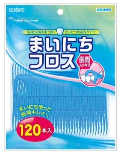 Флосспик с ТОНКОЙ зубной нитью EBISU на компактной плоской ручке 120 шт