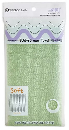 Мочалка для тела SC с плетением Сетка и текстурными нитями Bubble Shower Towel (средней жёсткости) размер 28 см х 100 см