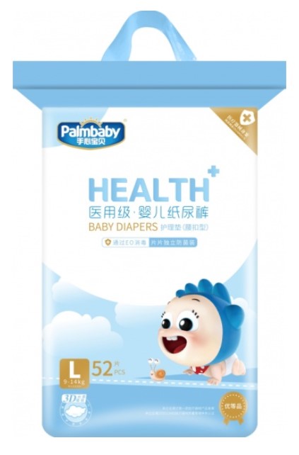 Детские подгузники PalmBaby Health+, размер L (9-14 кг), 52 шт