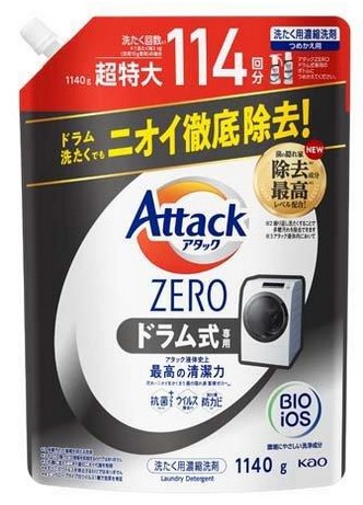 Жидкое средство для стирки KAO Attack ZERO (суперконцентрат, с защитой от повторного оседания грязи при стирке), запасной блок 1140 гр