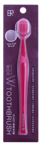 Широкая 6-рядная зубная щётка КМ EGOROUND c тонкими щетинками и современной ручкой (мягкая), цвет красный 1 шт