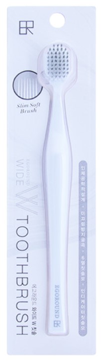 Широкая 6-рядная зубная щётка KM EGOROUND c тонкими щетинками и современной ручкой (мягкая), цвет белый 1 шт