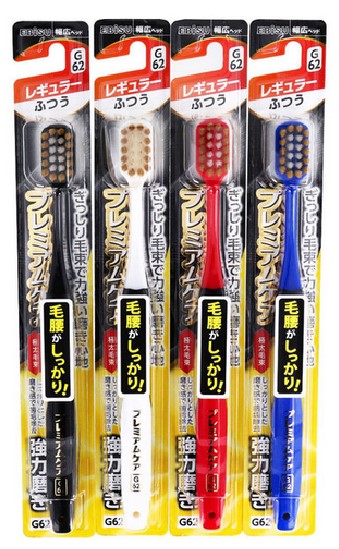 Зубная щетка EBISU с широкой чистящей головкой и густыми пучками сверхтонких щетинок для тщательной полировки зубов, 4-рядная, средней жесткости 1 шт