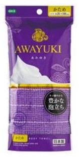 Массажная мочалка OHE AWAYUKI Увлажняющая пена, жесткая, фиолетовая, 28Х100 см