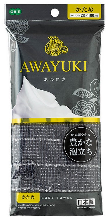 Массажная мочалка OHE AWAYUKI Увлажняющая пена, жесткая, серая, 28Х100 см