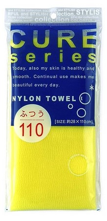 Мочалка для душа OHE Cure 2, средней жесткости из 100% ультратонкого нейлона, жёлтая, размер 28Х110 см