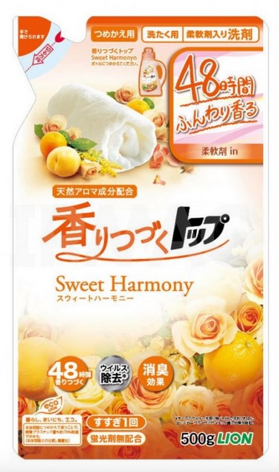 Жидкое средство для стирки LION Тop (Сладкая гармония / длительный аромат), запасной блок 500 гр
