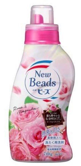 Концентрированный гель для стирки с кондиционером KAO New Beads (дезодорирующий, с ароматом розы) 740 гр