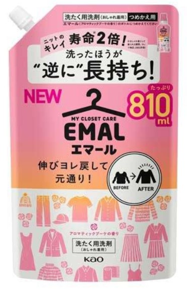 Гель для стирки KAO Emal для деликатных тканей (цветочный аромат), запасной блок 810 мл