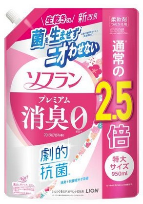 Кондиционер для белья LION SOFLAN Premium Deodorizer 323 (натуральный аромат цветов) 950 мл