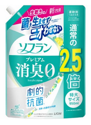 Кондиционер для белья LION SOFLAN Premium Deodorizer 018 (натуральный фруктовый аромат) 950 мл