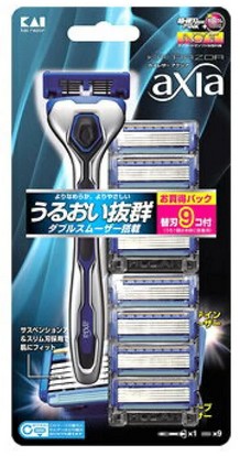 Мужской бритвенный станок KAI AXIA с плавающей головкой, пятью лезвиями и двойной увлажняющей полоской (+ 9 сменных лезвий)