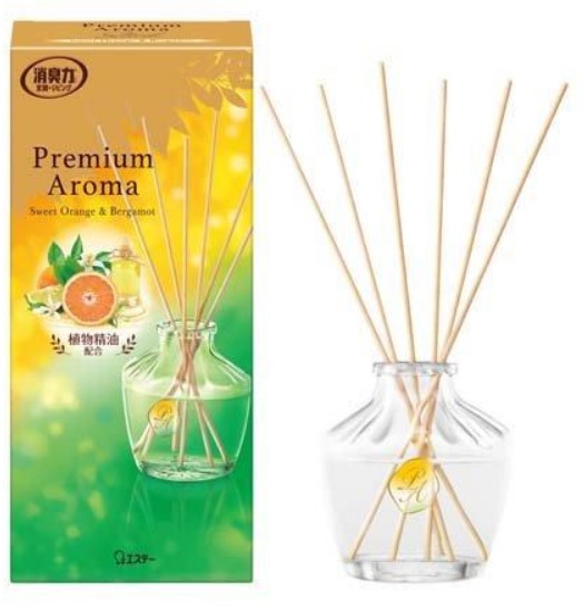 Освежитель воздуха для комнаты ST SHOSHU RIKI Апельсин и бергамот (стеклянный флакон + наполнитель + палочки) 65 мл