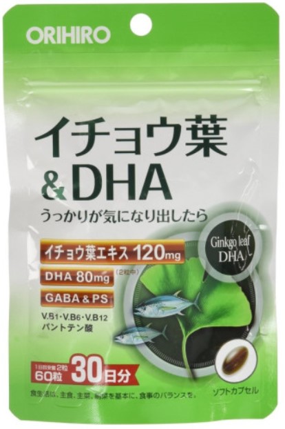 Пищевая добавка Гингко Билоба + DHA / Orihiro / 60 капсул / 30 дней 