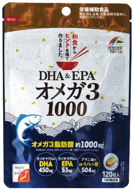 Пищевая добавка  DHA EPA Omega 3 1000 120 таб. / Unimat Riken