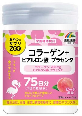 Пищевая добавка  ZOO Коллаген + гиалуроновая кислота , со вкусом персика /  150 табл./ Unimat Riken