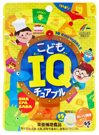 Пищевая добавка IQ Омега-3 + ГАБА (ГАМК), со вкусом апельсина / Unimat Riken / 45 шт