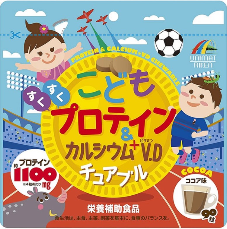 Пищевая добавка Протеин + Кальций + витамин Д, со вкусом какао / 90 табл./ Unimat Riken