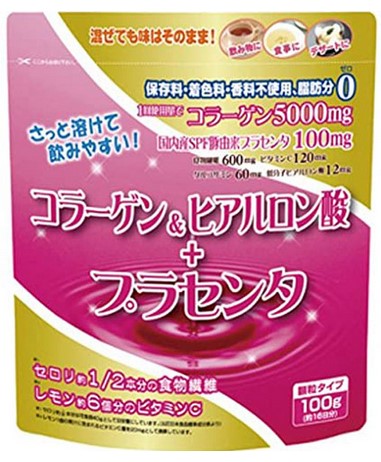 Пищевая добавка Коллаген и гиалуроновая кислота + плацента / 100 гр / YUWA