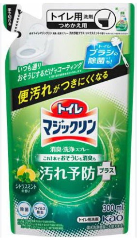 KAO Чистящее и дезодорирующее пенящееся средство Magicclean для туалета Мята и цитрус (протирание сиденья и обработка унитаза / спрей) 300 мл